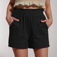 thumbnail image 2 of Summer Clearance 2025! Womens Plus Size Pants,Women's Summer Cotton And Linen Solid Color Ruffled Loose Button Shorts With Pockets, 2 of 5