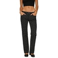 thumbnail image 5 of JUSLIO Women Jeans,Polka Dot Print Zip Fly Straight Leg Full Length Denim Jeans, 5 of 7