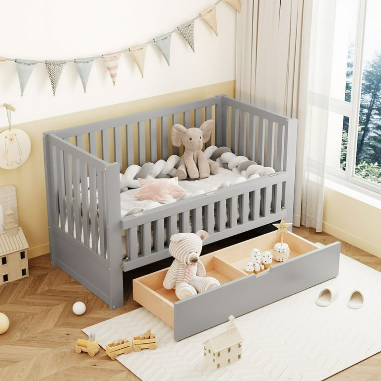 Classic 3 in 1 Convertible Crib Made of Wood Non Toxic Finish Wooden Baby Bed Toddler Bed Child s Daybed and Full Size Bed Wooden Nursery
