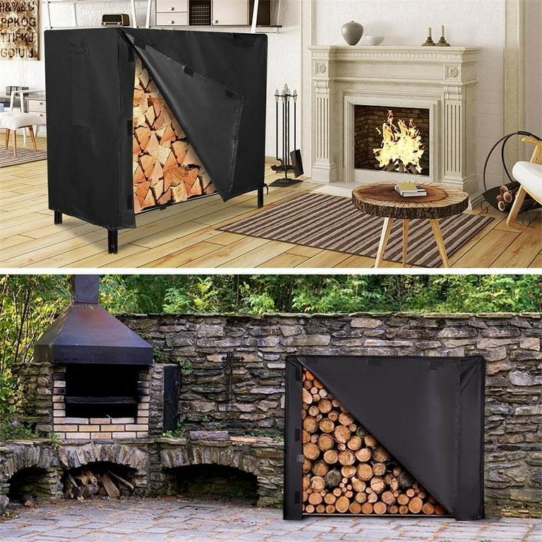 Triani 48 24 42 Inch Firewood Rack Cover 4 Feet Weatherproof Tarp Cover for Dry Wood Pile Holder Fire Wood Storage Holder Covers All Weather Outdoor