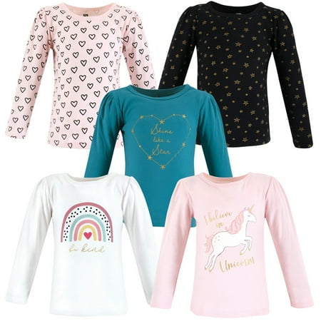 

Hudson Baby Infant and Toddler Girl Long Sleeve T-Shirts Unicorn Rainbow 2 Toddler