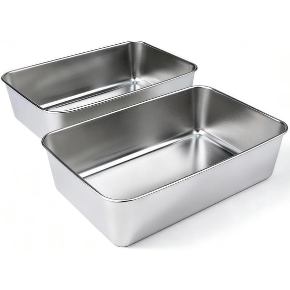 2-Pack 9x5 in Food Grade Stainless Steel Loaf Pans, Oven & Dishwasher Safe Non-Stick Baking Trays for Bread, Meatloaf, Brownie