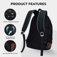 thumbnail image 6 of Forestfish Teen Backpack Set with Insulated Lunch Bag & Pencil Case, Water-Resistant Nylon School Bag（Solid Color/Black）, 6 of 7