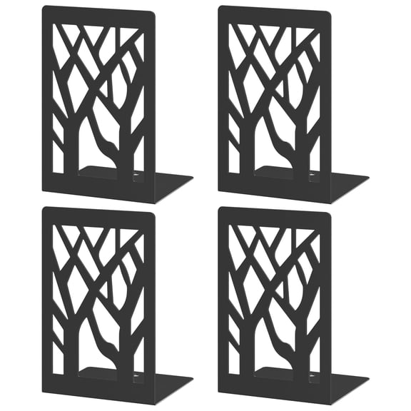 Modern Metal Bookends for Shelves, Tree Book Ends for Books, Decorative Book Organizer for Desk, Non-Skid Shelve Bookends for Home Office
