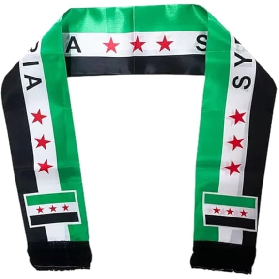 yuCgh Syrian Flag Scarf, Satin Wedding Decoration Scarf, Neck Hanging Scarf for Women, Syrian Cultural Accessory, Patriotic Scarf, Festival Celebration Scarf,A