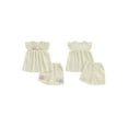 thumbnail image 2 of Loicainy Baby Toddler Girl Shorts Set 9 12 18 24 Months 2T 3T 4T 3D Flower Smocked Fly Sleeve Babydoll Tops Elastic Waist Shorts 2 Piece Summer Outfit, 2 of 9