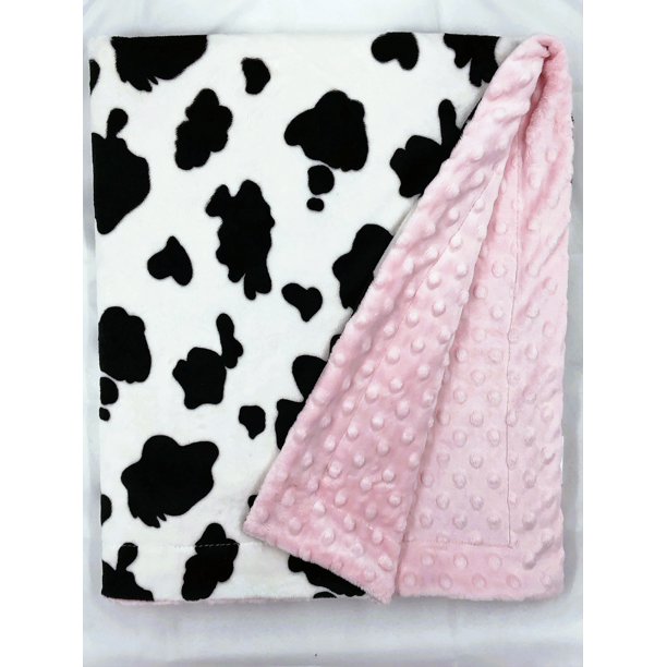 Lil' Cub Hub Black and White Holstein Dairy Milk Cow Minky Baby Blanket