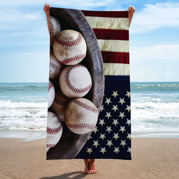 Diceymbol Baseball Vintage Beach Towel, Microfiber Super Lightweight Colorful Bath Towel, Sandproof Quick Dry Beach Blanket, Multi-Purpose Towel For Summer Pool Beach Picnic Travel 60x30 Inch