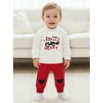 thumbnail image 3 of BemeyourBBs Toddler Baby Boy Valentines Outfit Tractor Letter Sweatshirt Tops and Heart Pants Set Spring Fall Winter Clothes, 3 of 8