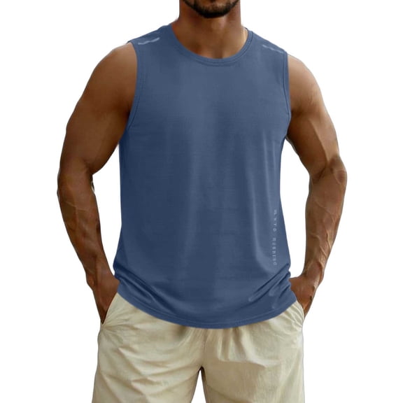 M-5X Plus Size Mens Big & Tall Tank Tops Sleeveless Crewneck Running Vests Casual Color Block Pullover Stretchy Slim Gym Workout Tanks Undershirts