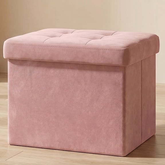 Nordic HyggeFolding Storage Ottoman Footrest, Jelly Pink