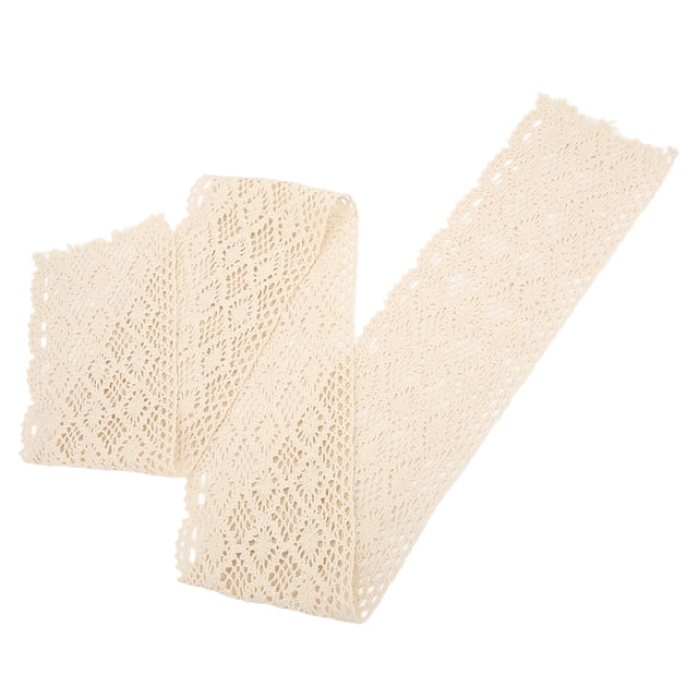 Craft Lace, 5 Yards Durable Reusable Clear Pattern Lace Ribbon For DIY Curtain For Clothing Decoration Beige,Black