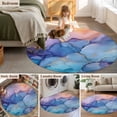 thumbnail image 5 of Round Rugs 5Ft, Purple Blue Round Area Rug Washable Indoor Throw Carpet, Modern Pink Gold Marble Textured Soft Non Slip Circle Rug for Cabinet Bathroom Home Decor Aesthetic, 5 of 8