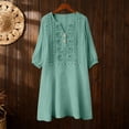 thumbnail image 6 of HAJWOH Women's Floral Embroidered Cotton Linen Maxi Boho Dress Short Sleeve V Neck Dresses Summer Flowy Beach Sundress, 6 of 7