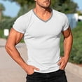 thumbnail image 2 of IhhxPro Men's Knit V-Neck Fitness Tee Quick Dry Stretchable Ribbed Workout Shirt Athletic Gym Activewear Slim Fit Casual Summer Training Top S-3XL, 2 of 9