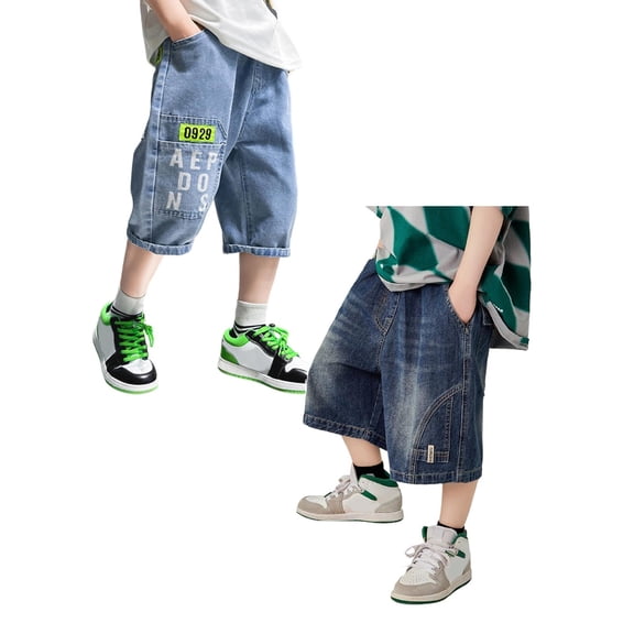 XEGLSBU 2 pack Boys Shorts Size 7-8 Multipack Kids Summer Casual Shorts for Boys and Girls Comfort Breathable Playwear Active Daily Wear with Elastic Waist for Ages 3 15 Size 13-15 Years