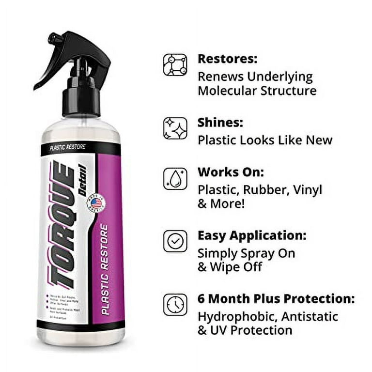 Torque Detail Plastic & Trim Restorer Spray - Restores, Shines & Protects  Your Cars Plastic, Vinyl & Rubber Surfaces With Molecular Restoration 