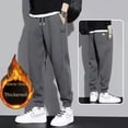 thumbnail image 1 of Pantalones deportivos casuales gruesos con forro polar para otoño e invierno, leggings deportivos holgados y cálidos de moda para hombre, pantalones harén versátiles, 1 of 5