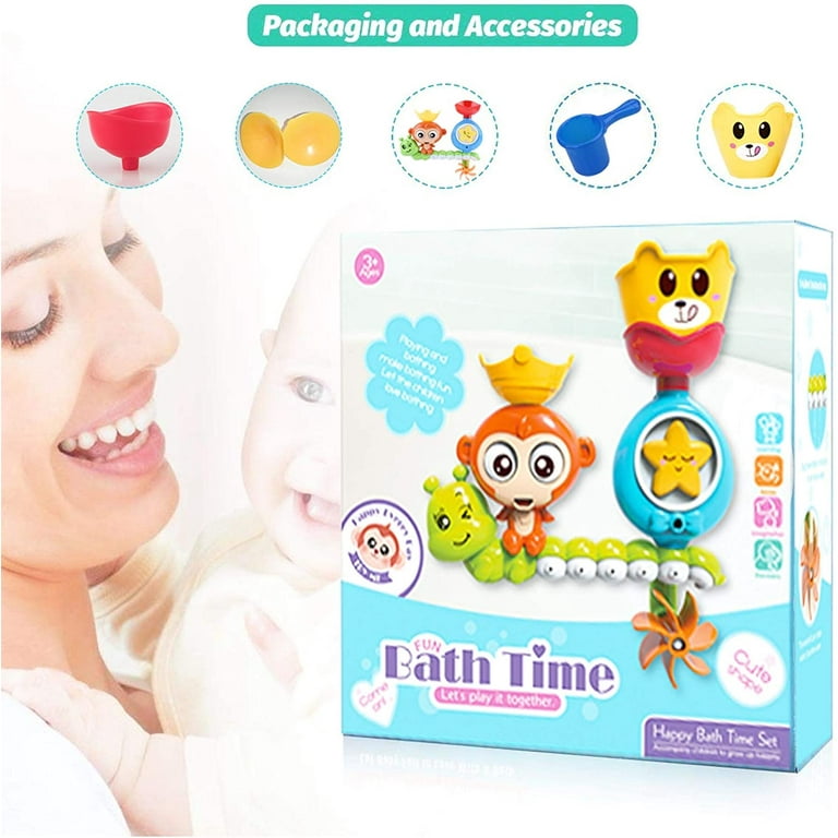 Bath Toys For Toddlers Kids Babies 1 2 3 Year Old Boys Girls Bathtub Toy  With 2 Toy Cups Strong Suction Cups Ideas Color Box