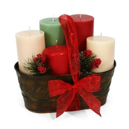 Glowing Pillar Candle Gift Set