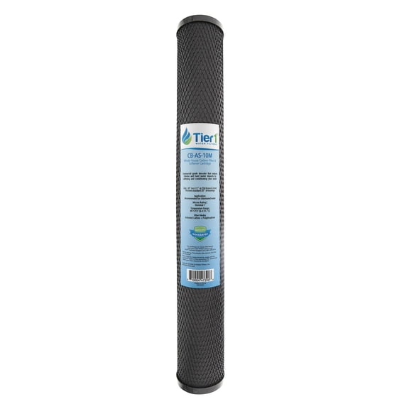 Tier1 10 Micron 20 x 2.5 Water Filter | Carbon Block & Anti-Scale Whole House Cartridge | Sediment, Chlorine Taste & Odor Reduction | Fits Most 20 x 2.5 Water Filter Housings