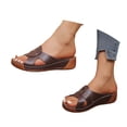 thumbnail image 3 of HNMKIU Womens Sandals Fashion Open Toe Slide Style Comfortable Casual Slippers for Summer Beach Wear Lightweight Breathable Summer Shoes Coffee,7.5, 3 of 7