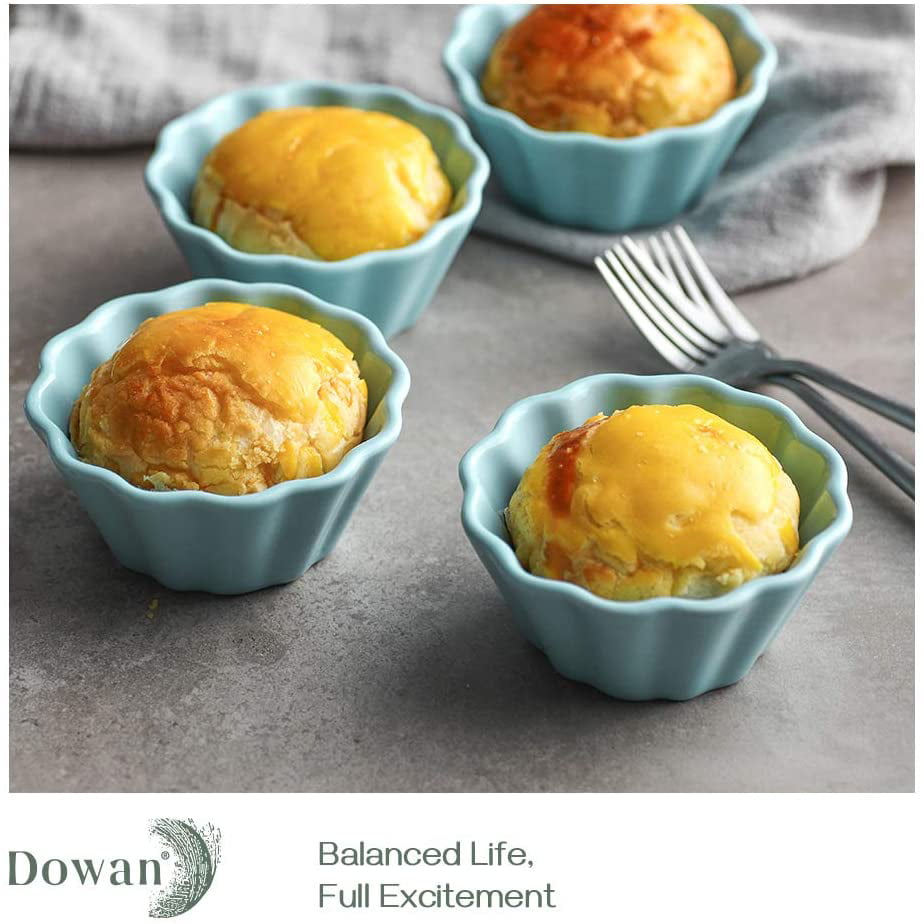 Pudding Cups Dessert Bowl Pudding Molds Pudding Cups Can be Made into Baked Desserts 4 Pack Creme Brulee Ramekins- 6 oz Microwave & Oven Safe Soufflés Custard Small Glass Bowls Ramekins 