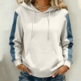thumbnail image 5 of Perfectbot Women's Drawstring Hoodie, Relaxed Patchwork Sleeve Pullover Sweatshirt with Kangaroo Pocket, 5 of 6