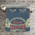 thumbnail image 3 of Ambesonne Vintage Quilted Bedspread Set 3 Pcs, Words for Bikers, Queen Size, Pale Yellow Slate Blue, 3 of 3