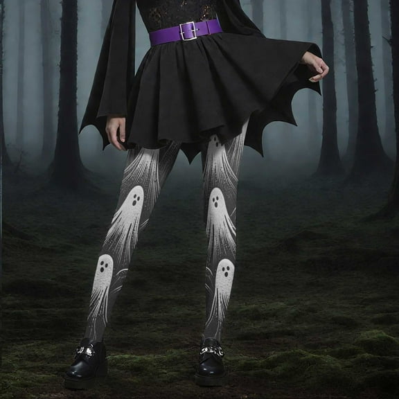 CaiJunJia Halloween Leggings for Women,Women's Halloween Crossover Leggings High Waisted Buttery Soft Printed Tights