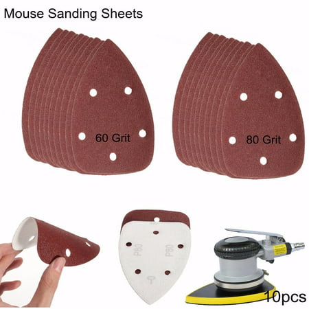 10Pcs 60/80 Grit Mouse Sanding Disc Sheets Sandpaper For Black & Decker Palm