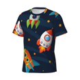 thumbnail image 3 of Rocae Spaceships and Stars for Men's Moisture-Wicking Crew Tee - T-Shirt for Sports, Outdoor Activities, and Casual WearLarge, 3 of 9