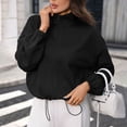 thumbnail image 5 of Pounoo Jackets for Women Stand Collar Long Sleeve Drawstring Hem Jacquard Plain Womens Jacket Relaxed Fit Travel Wear Wrinkle Resistant Jean Jacket Women, 5 of 8