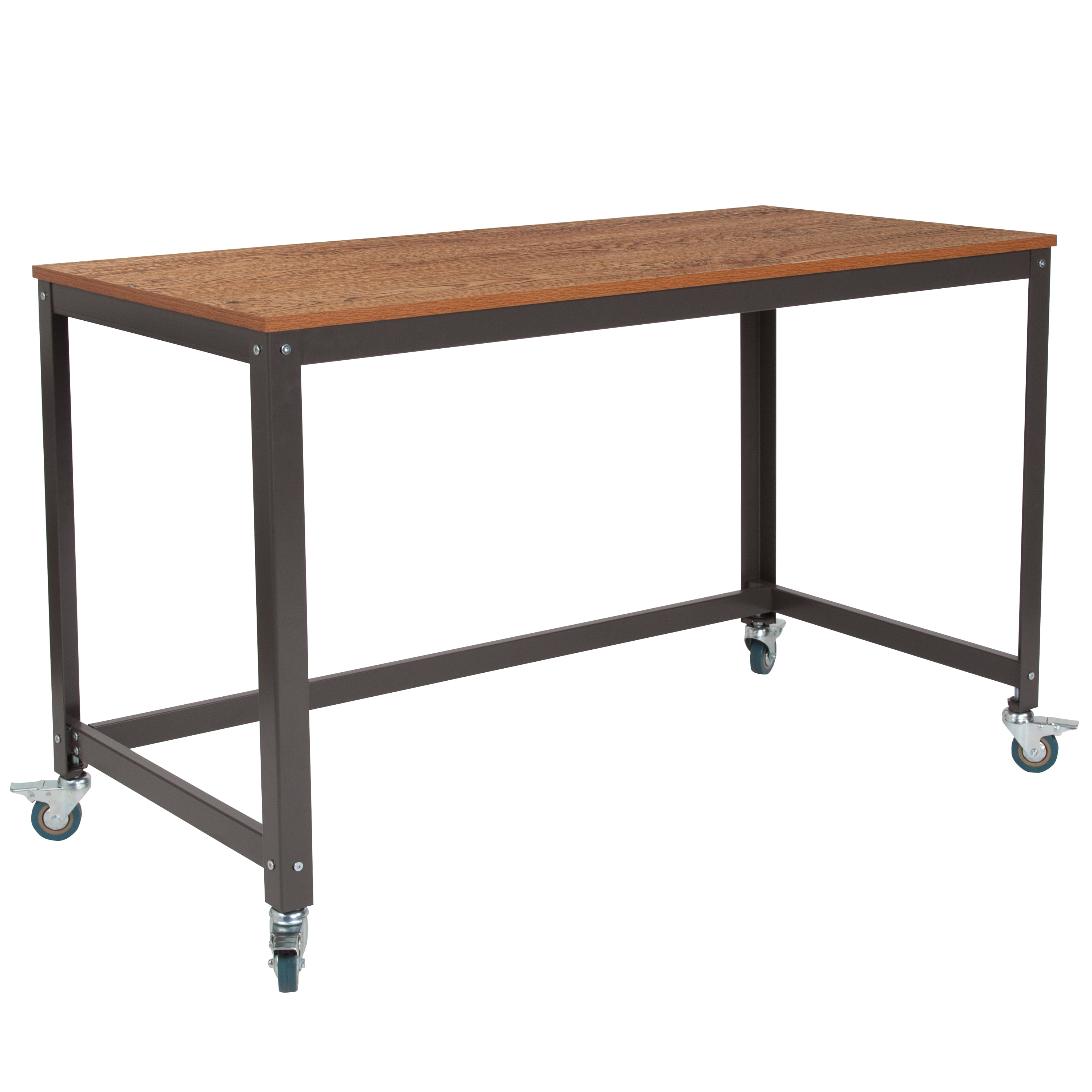 Livingston Rolling Computer Table, Oak Finish