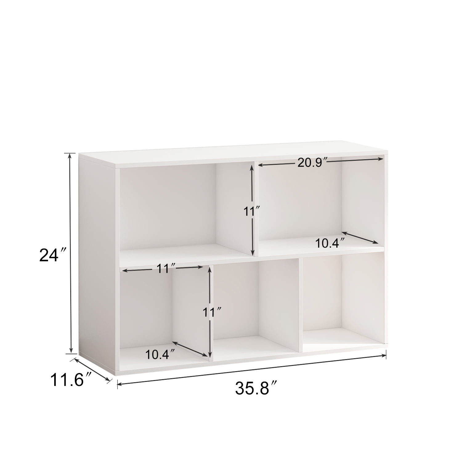 NEWADARA 5 Cube Storage Organizer,White Shelf Wood Cubby Bookcase Cube Organizer Bins Wooden Book Shelves for Bedroom Living Room Nursery Playroom