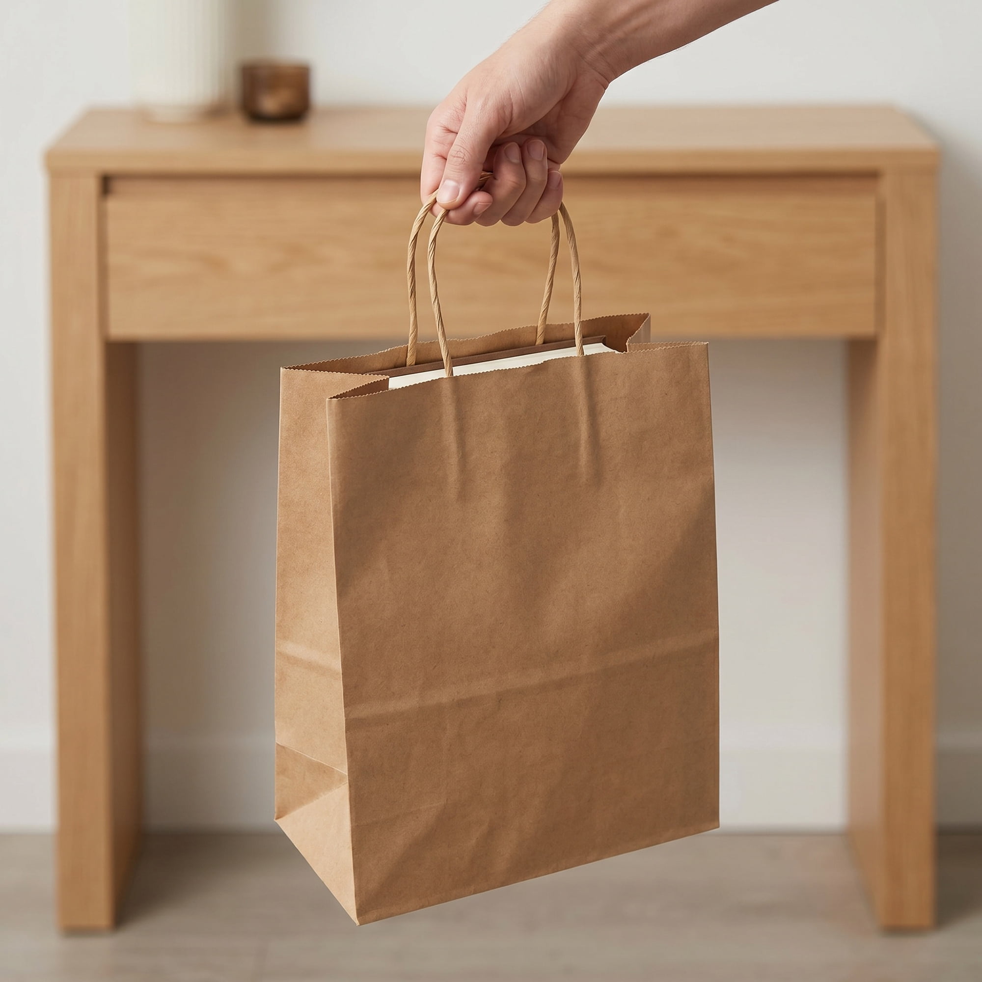 Unique Bargains 10Pcs Heavyweight Premium Gift Bags with Handles Brown 8.3" x 4.3" x 10.6"