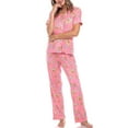 thumbnail image 2 of White Mark Women's Short Sleeve & Pants Tropical Pajama Set, 2 of 10