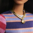 thumbnail image 4 of Barbie Fashionistas Doll #147 With Long Brunette Hair & Striped Dress, 4 of 6