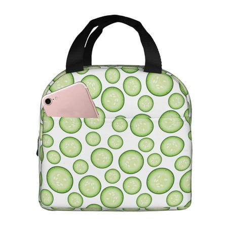 Insulated Lunch Bag for Women Men - white Cucumber slices Leakproof Cooler Lunch Box for Women Men  Lunch Tote Bags for Work School Picnic Travel
