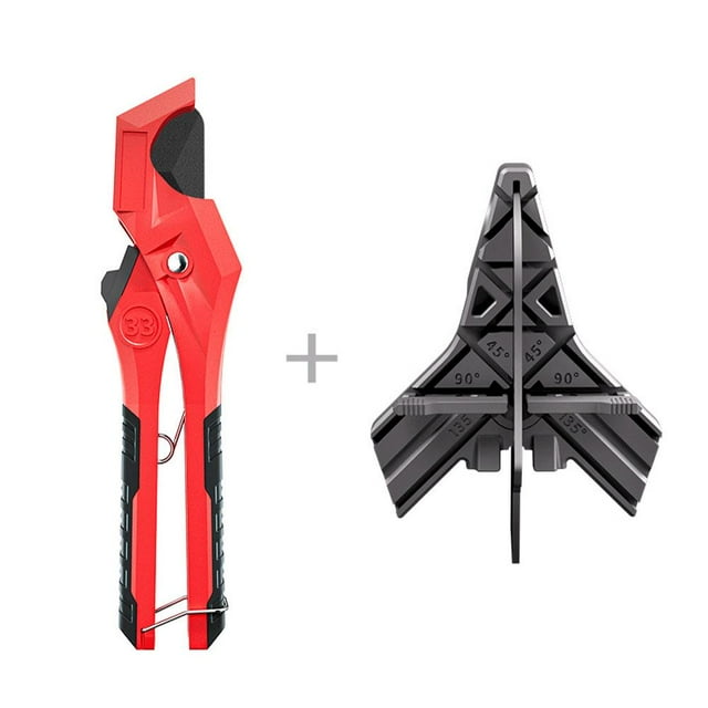 SharkTRUE Coupe-Tuyau en PVC, Coupe-Tuyau à Cliquet Robuste, Rouge et Noir Outil de Coupe de Tuyaux en Métal Réglable pour Tuyaux en Cuivre, PVC et Aluminium