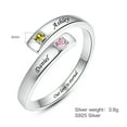 thumbnail image 5 of Sterling Silver Personalized Adjustable Ring for Women Engraved Names Spiral Twist Ring with 2 Simulated Birthstones Best Friends Open Promise Rings, 5 of 5