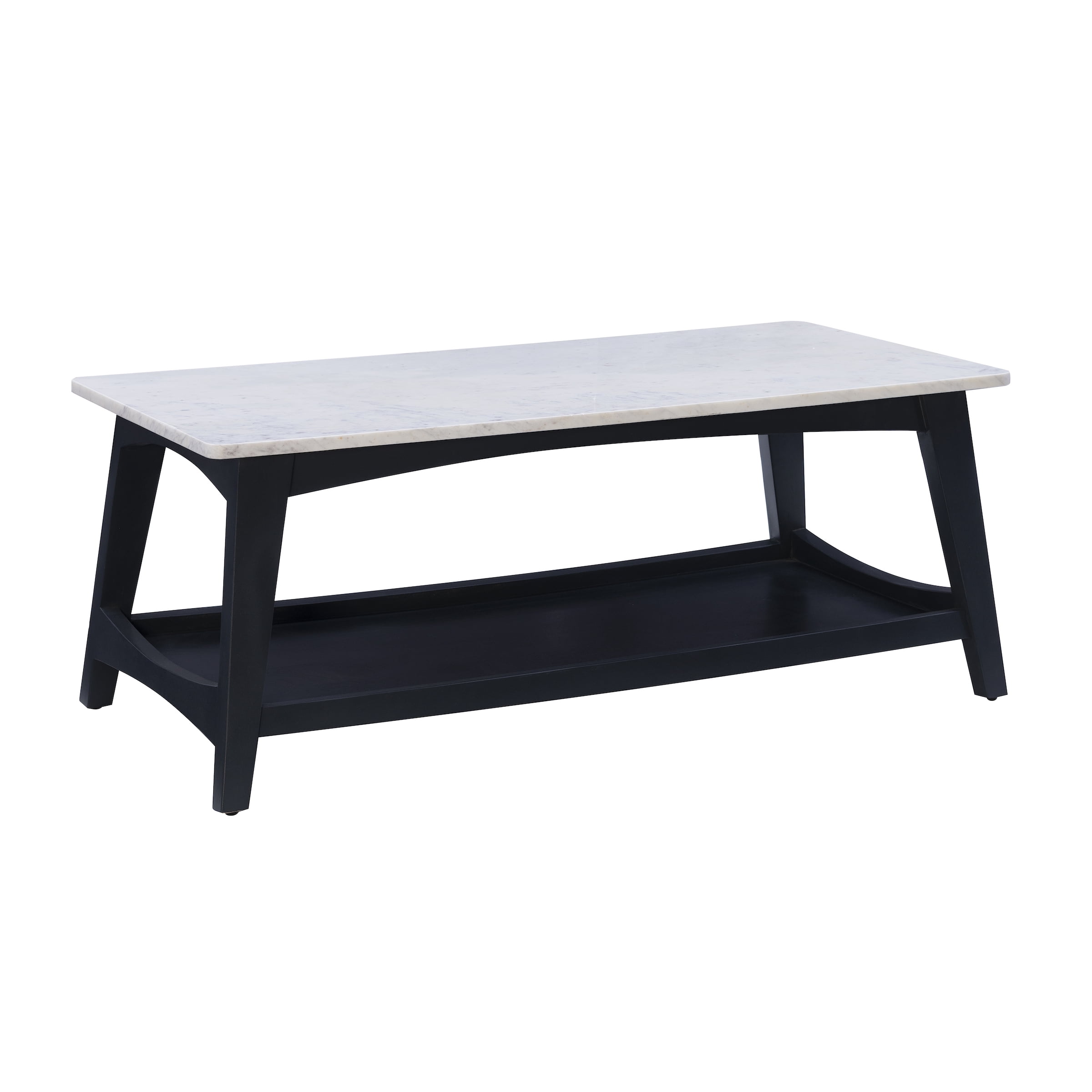 Powell Andover Indoor Modern Coffee Table with Shelf, Gray Wash/White Faux Marble