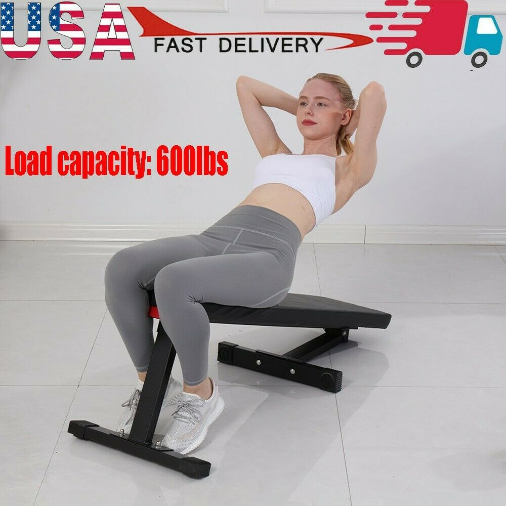 Power Block Weight Bench Sit Up Flat Crunch Board AB Abdominal Fitness Foldable