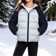 thumbnail image 2 of Zynoxe Puffer Jackets for Girls Winter Color Block Windproof Zip Up Long Sleeve Hoodies Casual Warm Quilted Padded Coat with Pockets, 2 of 7