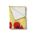 thumbnail image 2 of Poppy Flower Soft Flannel Fleece Throw Blanket, Poppies on Old Aged Retro Featured Backdrop Design Past Days Drama, Cozy Plush for Indoor and Outdoor Use, 50" x 60", Scarlet Pale Yellow, by Ambesonne, 2 of 5