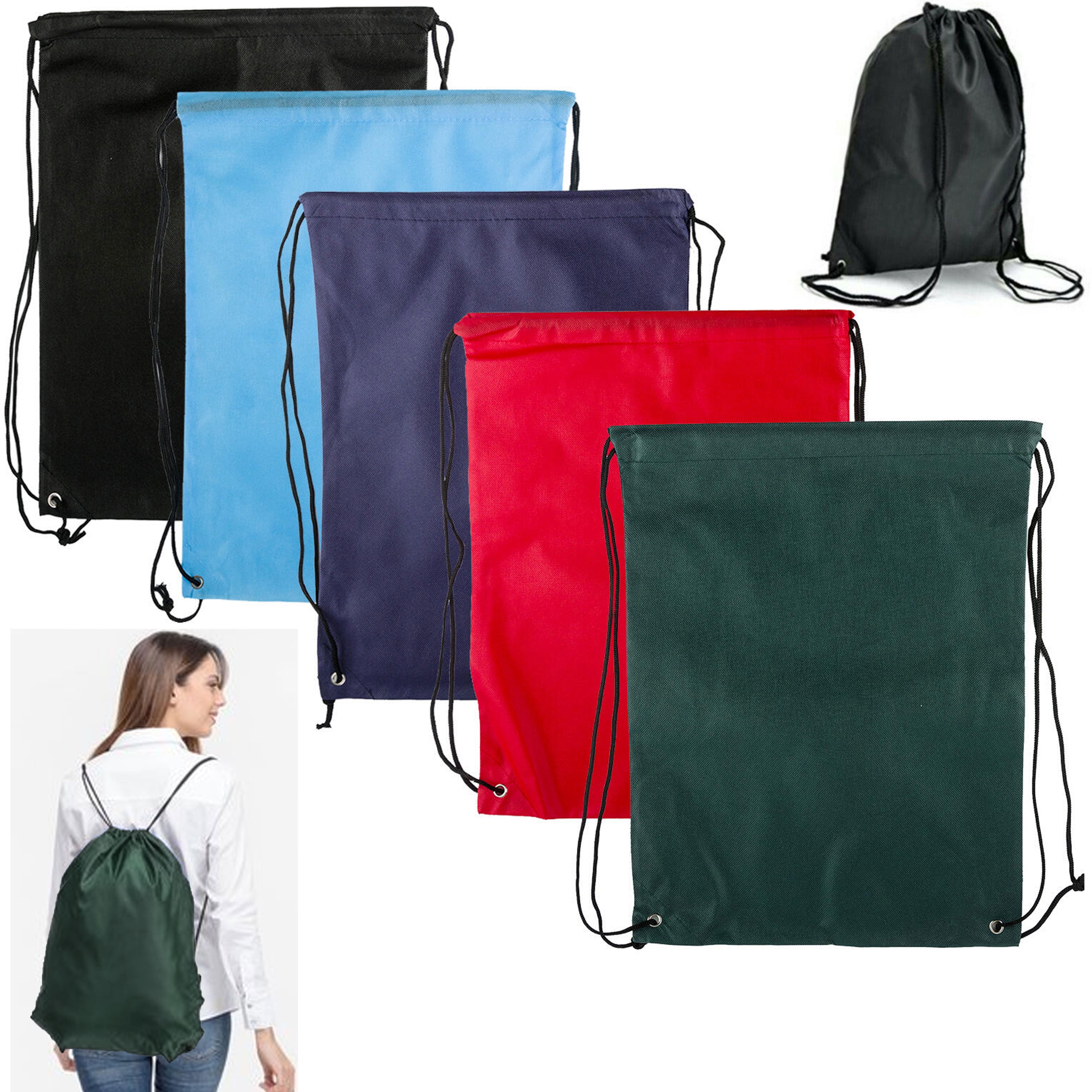 String Drawstring Backpack Cinch Sack Gym Tote Bag School Sport Daily Gym Pack