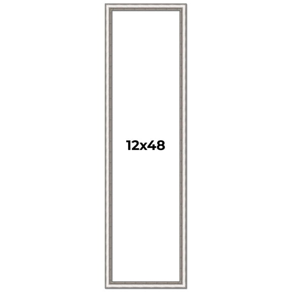 12x48 Frame Silver Real Wood Picture Frame Width 1.25 Inches | Interior Frame Depth 0.5 Inches |