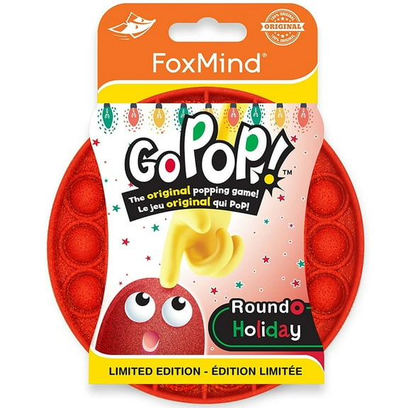 Go Pop! Roundo - Holiday Glitter Red - The Original Popping Game, 3IN1: Fidget Toy, Solo, 2 Player - Stress Reliever, Ages 5 , 1-2 Players