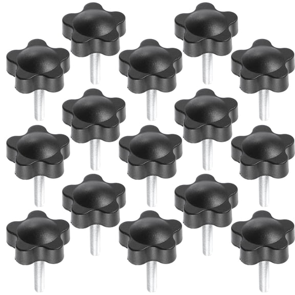Luxshiny 15Pcs Clamping Screw Black Manual Thread Knobs for Furniture Rack Bracket and DIY Use
