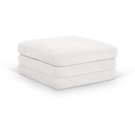 Meridian Furniture Stellar Cream Chenille Fabric Modular Ottoman